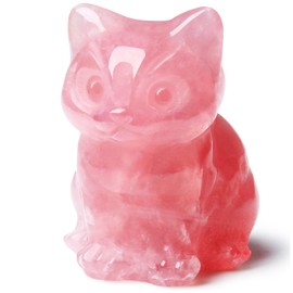 Sahoottie Pink Cat Ornament Cute Cat Gifts for Women Cat Lover Gifts Cat Gifts Pink Ornament Pink Rose Quartz Crystal Cat Pink Bedroom Accessories