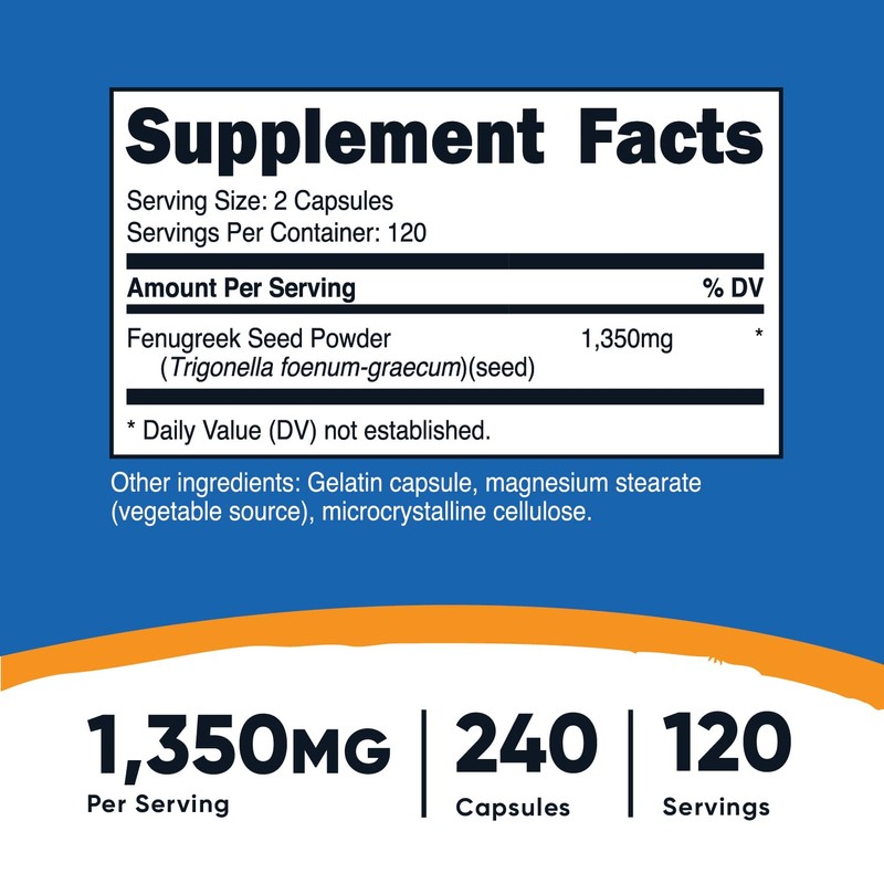 Nutricost Nutricost Fenugreek Seed 1350mg, 240 Capsules (3 Bottles) -