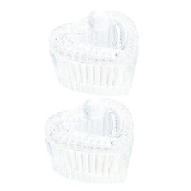 TOVINANNA 2Pcs Mini Manicure Cups with Lids Heart Shaped Nail Liquid Holders for Nail Art Storage Durable Portable Crystal Cups for Professionals and Home Use