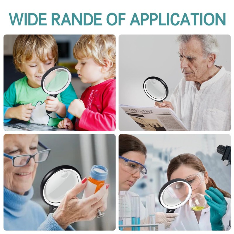 Large Magnifying Glass with 37 LED Light and Case, 10X