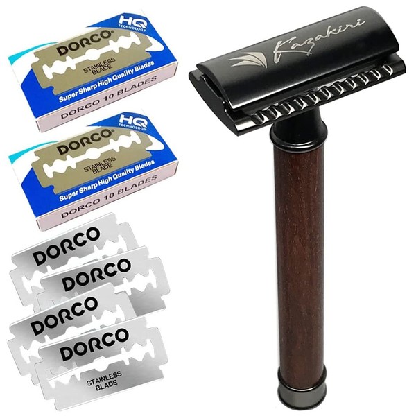 Kazakiri W Dolch Wooden Handle, Genuine Shaving, Double-edged Razor, Main