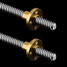 T8 Lead Screw 500mm / 19.69 inch Length + Brass Nut, T8 8mm Diameter T8 x 8 Tr8 x 8 Thread Screw Pitch 2mm Lead 8mm 4 Starts, 2 Pcs, Used in 3D Printer Z Axis CNC (Kwweeoo)