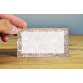 Stonehouse Collection Rustic Heart Wedding Name Place Cards - 25 Guest Seating Name Cards - Party Table Tents - Name Cards (Rustic Hearts & Bow)