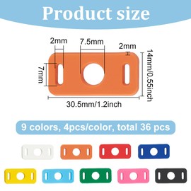 FINGERINSPIRE 36Pcs 9 Colors Shoe Lace Charms Colorful Shoelaces Decorations Clips PVC Shoe Lace Tags 1.2x0.5x0.07 inch Shoelace Adapter DIY Shoelace Decors Accessory for Sneakers Boots Runners,