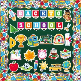 RAORAOYUE 53PCS Back to School Bulletin Board Decorations Set, DIY School Classroom Cutouts with Glue Points for School Classroom Chalkboard Preschool Wall Door Decor