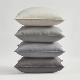Topfinel Cushion Cover 17.7 x 17.7 inches (45 x 45 cm), Set of 4, Gradient, Stylish, Nordic, Velvet, Washable, Solid, Gray