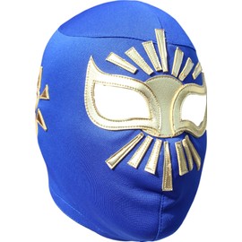 Deportes Martinez Lucha Libre Mexican Wrestling Pro-Fit Lycra Luchador Mask Adult Size (Mistico Blue Golden)