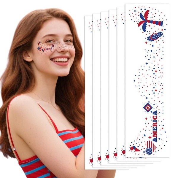Independence Day Face Tattoos, 4th of July Temporary Tattoo Decal