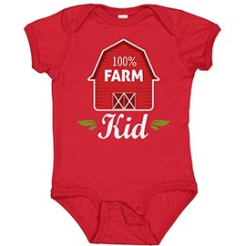 inktastic 100 Percent Farm Kid Baby Bodysuit, Red, 6 Months