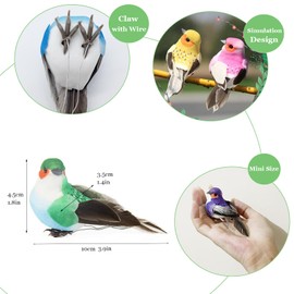 12pcs Artificial Birds Feather Birds with Clips Colorful Decorative Tree for Crafts Home Party Decor Spring Display Christmas Ornaments (12pcs Clip)