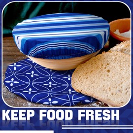 10 Pack Cloth Bowl Covers for Bread Rising Reusable Fabric Bowl Covers 5 Size Stretch Elastic Food Storage Container Covers Cotton Bread Bowl Covers Reusable Lids for Food, Fruits, Leftover(Stylish)