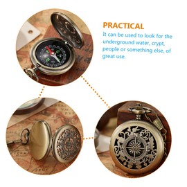 Sosoport 4sets Portable Vintage Pocket Watch Compass Retro Alloy Design Professional Compass for Hiking School and Outdoor Navigation Lightweight and Compact for Easy Carrying for Outdoor