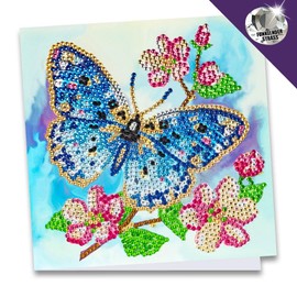 Ideen mit Herz Diamond Painting Greeting Card | Rhinestone Edition | 16 x 16 cm | 370 gsm | Includes Stones, Envelope & Tools (Blue Butterfly)