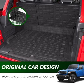 xipoqix Floor Mat Compatible with 2021-2024 Jeep Wrangler JL 4XE Trunk Mat TPE Backrest Mat Replacement for 21-24 Jeep Wrangler JL Accessories (Fit 21-24 JL 4XE, Cargo Mat+Backrest Mat+Floor Mat)