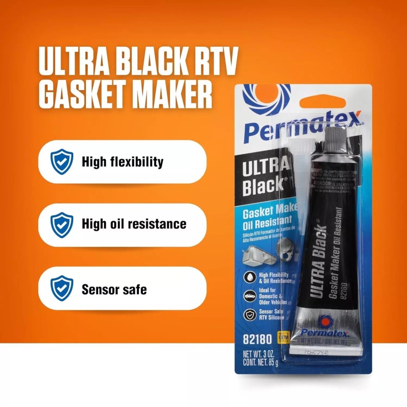 Permatex Ultra Black Maximum Oil Resistance RTV Silicone Gasket Maker,