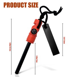 UPINWENUP 3-in-1 Fire Starter Kit with Compass, Whistle, Magnesium Rod, Steel Scraper for Camping, Hiking, Outdoor Survival