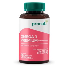 PRONAT  Omega 3 Premium Concentrado, Suplemento Alimenticio, 60 Cpsulas con 900 mg de EPA, 600 mg de DHA y Vitamina E                                 