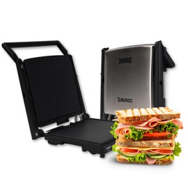 Courant Panini Press Gourmet Sandwich Maker, Super Slim Design with Foldable Handle, 4 Servings Grill with Non-Stick Plates, Opens 180° for Table Grill, Stainless Steel 1400 Watts