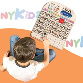 TinyKidz Wooden Calendar for Kids, Preschool Calendar for Kids Learning at Home and Classroom Teaching, Hanging Calendar for Kids