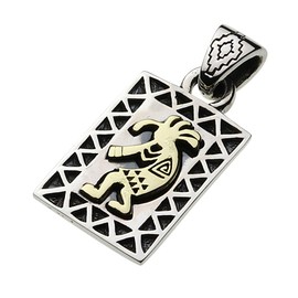 Cenote p0584 Kokopelli Plate Pendant [Silver Accessories], Sterling Silver, No Gemstone