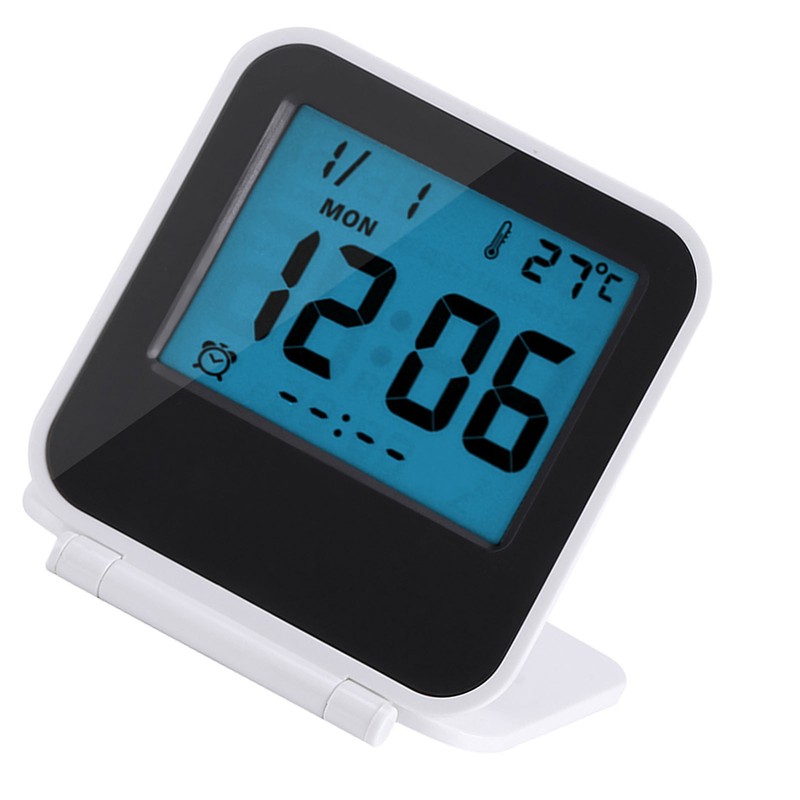 Portable Foldable Tabletop Travel Digital Alarm Clock with Temperature Calendar