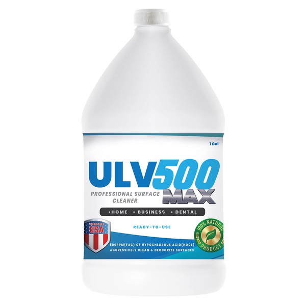 Petra ULV500 Hypochlorous Acid 500PPM (1 Gallon) For ULV Foggers & Handheld Atomizers, For Dental And Medical Professionals, HOCL Professional Surface Cleaner