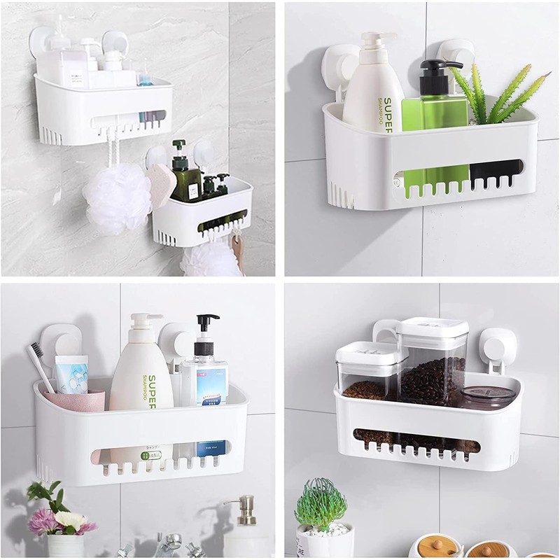 LUXEAR Suction Cup Shower Caddy - No Drilling Removable Shelf