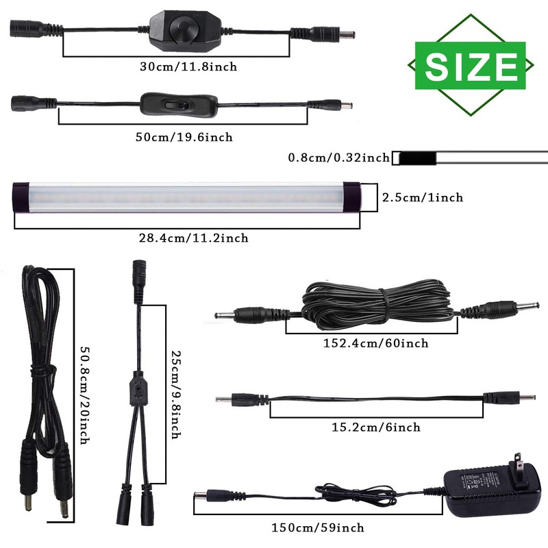 AIBOO Under Cabinet LED Kitchen Light Bar with Dial Dimmer