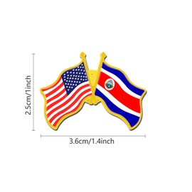6/ Pack -American Costa Rica Friendship Flag Pins Bulk -1.4” Metal US USA Costa Rica Lapel Pins Badge Button Souvenir