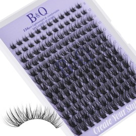B&Q Pestañas Postizas B03 Extensiones de Pestañas DIY 144 Piezas B&q Lashes Suaves y Naturales 8-18MIX D Curl Naturales con Cinta Adhesiva Fina Negra Adecuado para Principiantes(Lash B03)