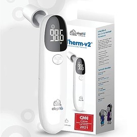 Elepho eTherm - Termómetro sin contacto para oído y frente - Termómetros infrarrojos y digitales para adultos, niños, bebés y bebés lee con precisión al instante un diseño delgado de temperatura