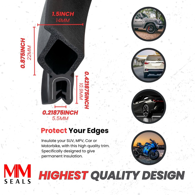 Car Trunk Rubber Seal, Length 15 Feet (4.65 Meter)