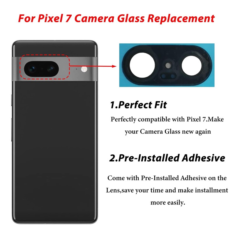 For Pixel 7 Back Rear Camera Glass Lens Replacement Compatible