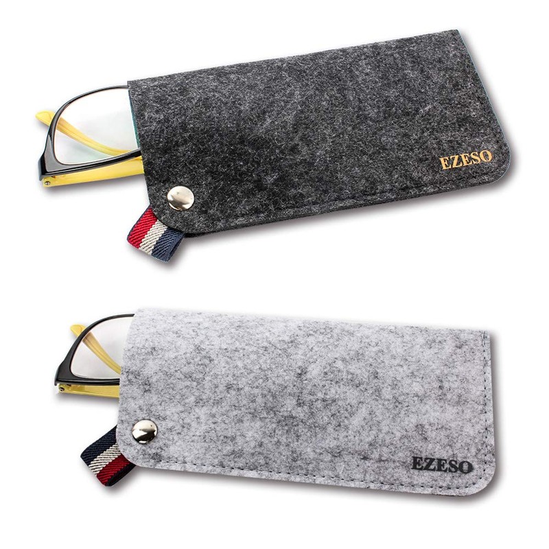 EZESO 3 Pack Felt Eyeglass Sunglasses Storage Bag Portable Pouch