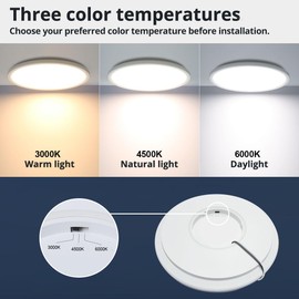 Epochglo LED Ceiling Light Flat with Motion Sensor, Ceiling Light Lamp with Motion Sensor Indoor, 3000 K/4500 K/6000 K, IP44.18 W, 1800 lm, 22 cm, Ultra Thin, Round, White