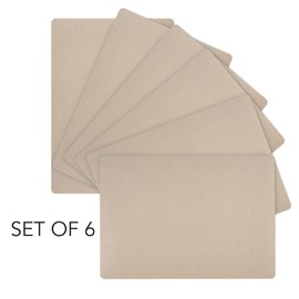 Andie Home Rectangle Placemats for Kitchen Table and Dining Room, 6-Piece Set, Heat-Resistant and Surface Washable Placemat, Wheat Beige, 17"x12"