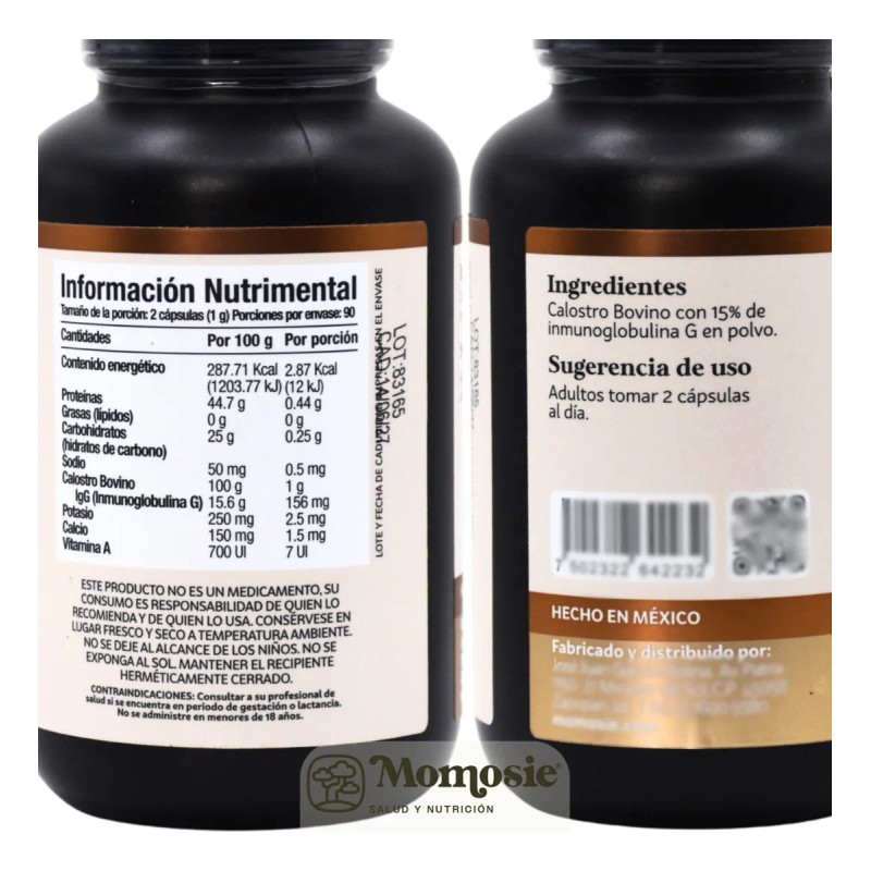 Calostro Bovino 180 Cpsulas Bovine Colostrum Momosie Vitaminas Mujer Hombre
