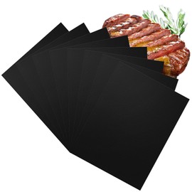 Relota BBQ Grill Mat, Teflon Non-Stick Grill Mat for Gas Grill, 40 x 33 cm, Black for Gas Grill, Teflon Grill Mat for Charcoal Grill, Grill, Oven (Pack of 8)