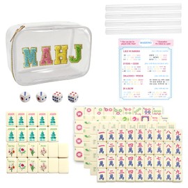 TUSAUW Mini American Mahjong Tile Set Include 166 0.8 Inch Mahjong Tiles 4 Dice 4 Racks 1 Accessory Bag, Portable Travel Mahjong Tiles Set