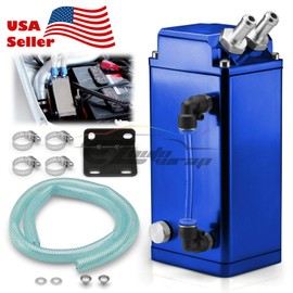 EZAUTO WRAP Blue Square Aluminum Engine Oil Catch Tank Can Reservoir Breather #2