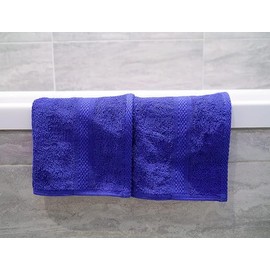 Lex's Linens Pack of 2 100% Combed Cotton Royal Blue Towels (Flannels)