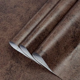 TOTIO Antique Bronze Gold Concrete Texture Wallpaper Dark Brown Contact Paper Metallic Industrial Style Wall Paper 16x78inch Bubble-Free Design Matte Thickened Waterproof Self-Adhesive Wall Sticker