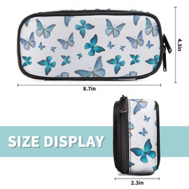 Ansteade Butterfly Pencil Case Large Capacity for Boys Girls Kids, 3 Compartments Multifunction Pencil Box with Zipper, Organizer Pencil Pen Bag Stationery Pouch for Back To School Students