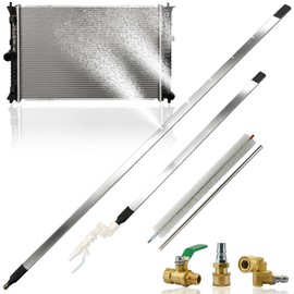 47" & 24" Radiator Cleaning Wand 2-Piece Set, 4500 PSI Pressure Washer Wand Air and Water, Stainless Steel Car Radiator Cleaning Tools kit with Connectors, Cleaning Brush for Tractor, Semi, Truck