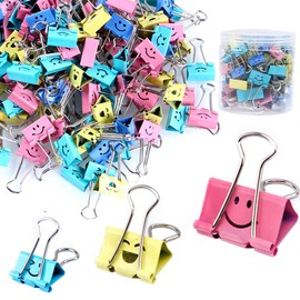 Paquete de 80 clips para carpeta, clips de papel Limque con cara sonriente hueca de colores, 80 clips de tamao surtidos, para oficina, regalos para...