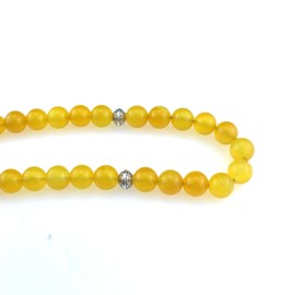 beirunde Muslims Islamic Dhikr Tasbeeh Tasbih Prayer Beads, 33 Yellow Agate Stone Beads with Tassel, Large, stone agate, agate stone
