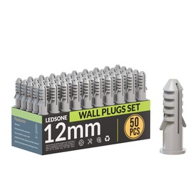 50Pcs Grey Wall Plugs 12mm Plasterboard,Raw Screw Plugs