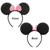 CHuangQi Mouse Ears Solid Black and Pink Sequins Bow, Set
