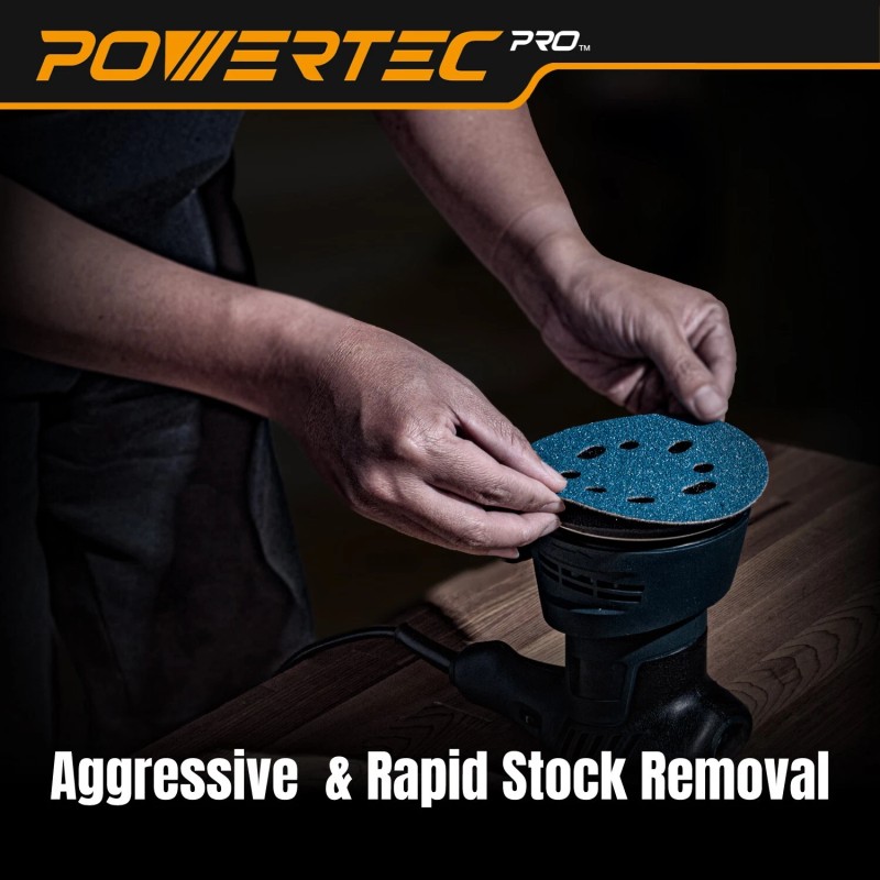 POWERTEC 5-Inch Hook and Loop Sanding Disc, 60 Grit Ceramic