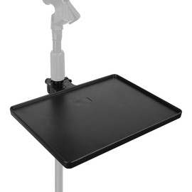 Geekria for Creators Microphone Stand Tray, Clamp On Shelf, Adjustable Rack Holder, Sound Card Tray, Clamp-On Rack Tray Attachment Suitable for Stage, Live Streaming, Recording (Black/Large)